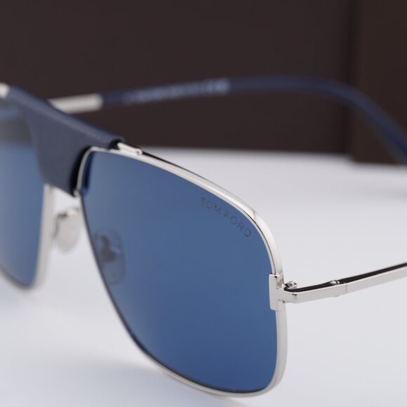 Tom Ford Tex FT1096 16V Aviator Sunglasses - Palladium/Blue - Picture 7 of 10